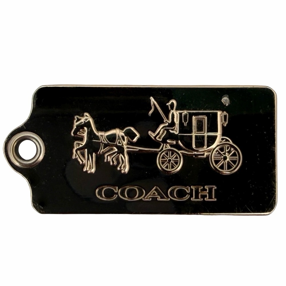 Coach Silver Tone Horse & Carriage Hang Tag Bag Charm Purse Replacement Keychain